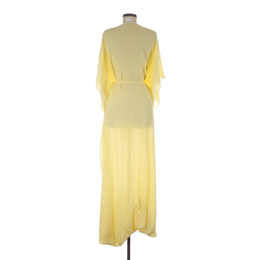 Oscar De La Renta Yellow Sheer Silk Cocktail Kaftan Dress Medium - Picture 2 of 3